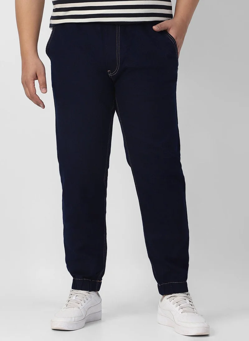 أوربانو فاشن Urbano Plus Men's Dark Blue Regular Fit Washed Joggers Jeans Stretchable